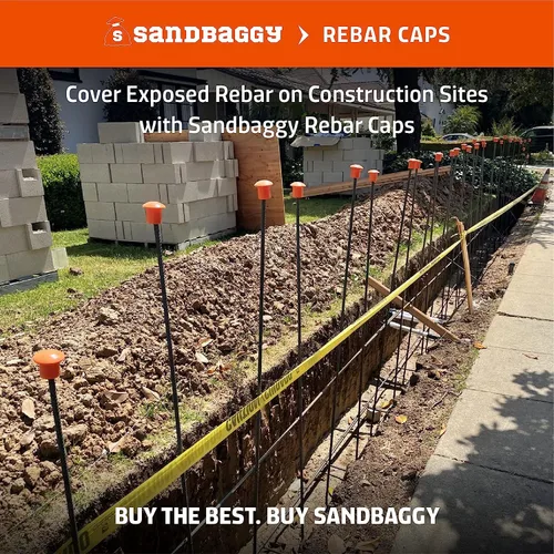 Vista 6 de Sandbaggy Tapas de seguridad de hongos para barras de refuerzo #3 a #8 Estacas de concreto Tapas de postes en T Reutilizables varias veces