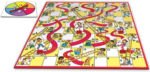 Vista 4 de Serpientes y Escaleras Clásico con Arte de los años 70 por Winning Moves Games USA para Niños de 3 Años en Adelante, Juegos Preescolares para 2-4