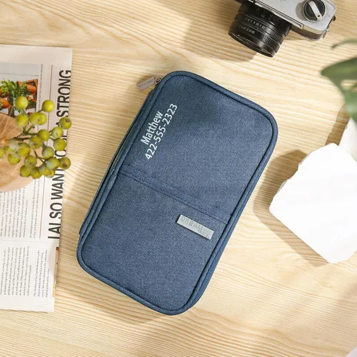 Vista 6 de Gemszoo Cartera personalizada para pasaporte de viaje con nombre, organizador de documentos personalizado para pasaporte, bolsa de mano, tarjetas