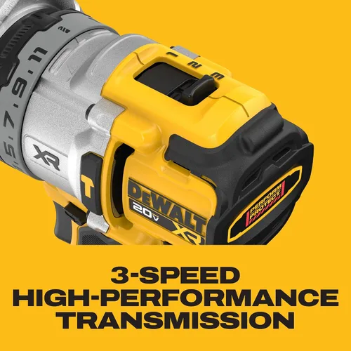 Vista 5 de DEWALT Kit de taladro de martillo inalámbrico de 1/2 pulgada MAX XR de 20 V con batería de 8 Ah y cargador (DCD1007WW1)