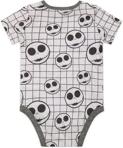 Vista 6 de Disney Nightmare Before Christmas Jack Skellington - Paquete de 3 mamelucos para bebé, color gris
