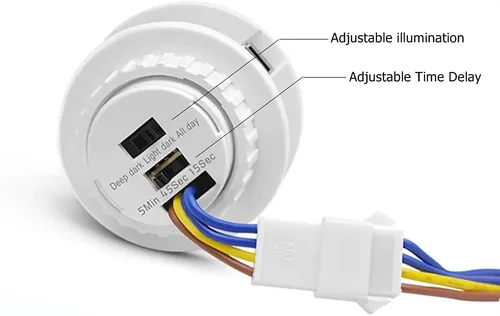 Vista 3 de Mini Interruptor de Luz con Sensor de Movimiento 110-220V Sensor PIR Detección Inteligente Retardo de Tiempo Ajustable Detector de Inducción