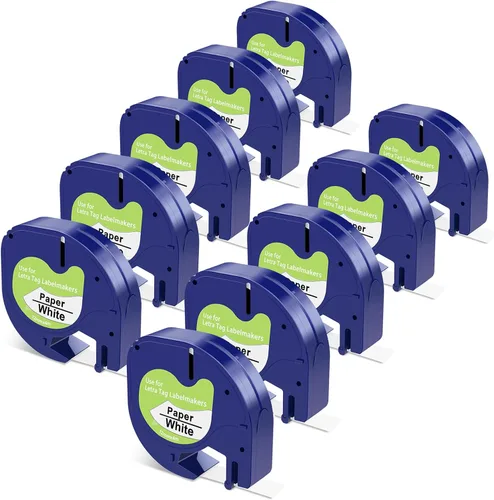 Vista 16 de Compatible con Dymo LetraTag Recambios para Etiquetadora 91330 Cinta de Papel para Etiquetadora 12mm x 4m (1/2" x 13') Reemplazo para dymo letra tag