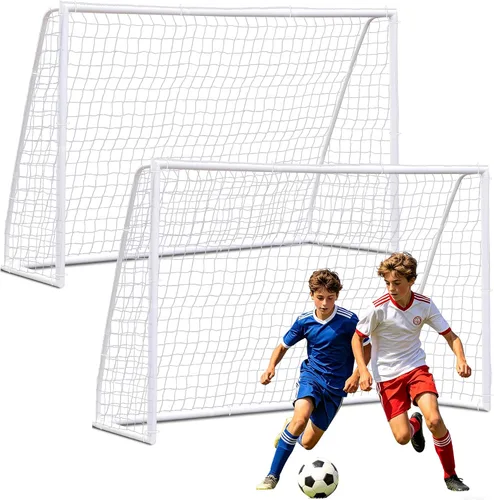 Vista 10 de ZENY Portería de fútbol portátil para patio trasero, 12 x 6 / 10 x 6.5 / 8 x 5 pies, red y marco de fútbol para niños y adultos para práctica
