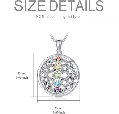 Vista 5 de YAFEINI Collar de chakra de plata de ley con cristal de loto y flor de yoga joyería espiritual regalos para mujeres esposa novia Plata esterlina