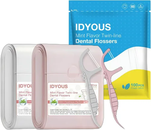 Vista 9 de Palillos de hilo dental Doble acción menta doble línea hilo dental con dispensador – Recarga en bolsa, fácil de transportar para adultos, paquete
