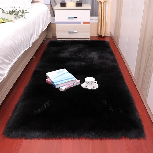 Vista 4 de Alfombra de piel de oveja sintética de Chitone, para dormitorio de bebé, para decoración del hogar