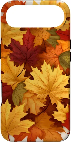 Vista 27 de Carcasa para iPhone 16 con texto en inglés "Fall Foliage Gathering of Autumn Leaves