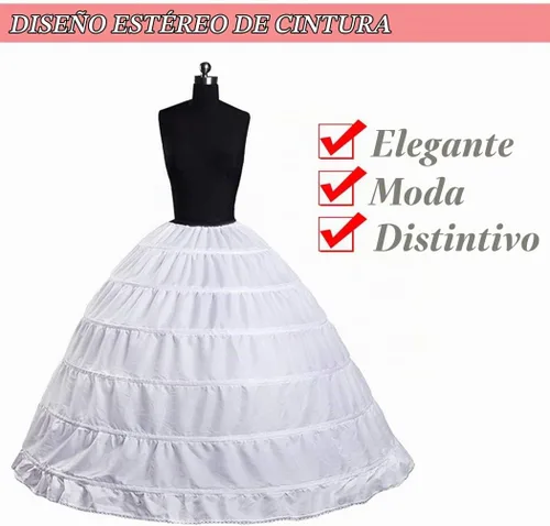 Vista 4 de SISROL Womens 6 Hoop Skirt Crinoline Petticoat Underskirt for Wedding Dress Blanco