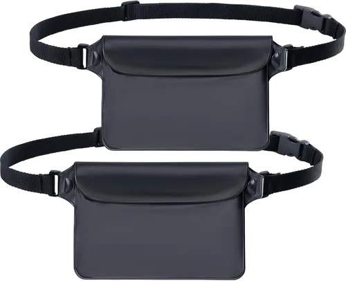 Vista 11 de CADONO Paquete de 2 fundas impermeables con correa ajustable para la cintura Bolsa seca sensible al tacto en pantalla, mantiene tu teléfono y Negro