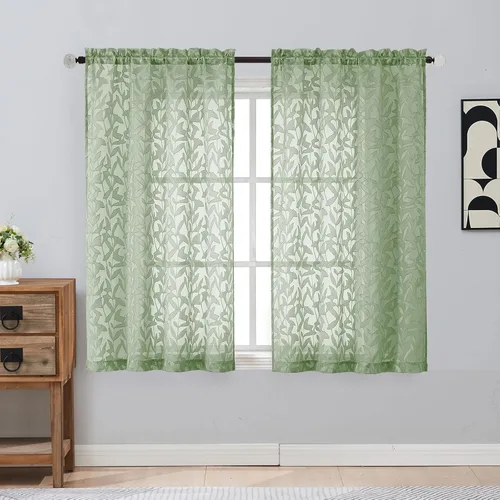 Vista 104 de Gwine - Cortinas traslúcidas color verde salvia de 96 pulgadas de largo, 2
