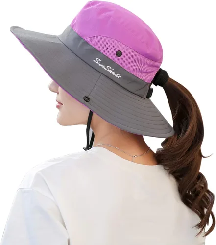 Vista 16 de Muryobao - Gorro de pesca para mujer, protección UV, plegable, con borde ancho