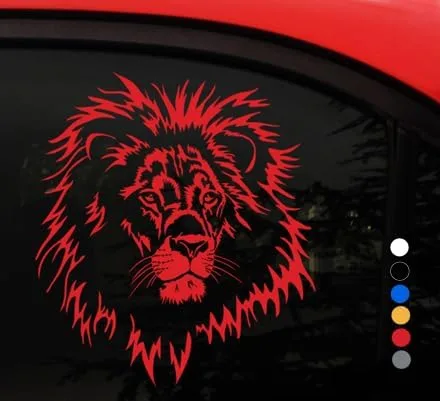 Vista 8 de Lion AMIART - Calcomanía de vinilo (blanco) – Hermosa cabeza de león macho salvaje – Rey del orgullo – Calcomanía de pared para ventana de coche