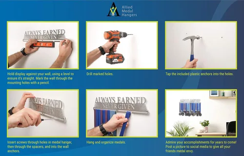 Vista 6 de Allied Medal Hangers - Estantería de exposición para medallas Always Earned Never Given (compacto), varios tamaños disponibles