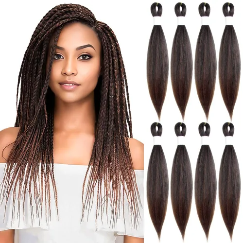 Vista 41 de Cabello trenzado burdeos, 10 pulgadas, 4 paquetes Cabello preestirado, trenzas de ganchillo cortas y rectas, textura Yaki, fibra sintética