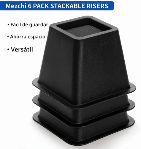 Vista 6 de Elevadores de cama de 4 pulgadas resistentes, paquete de 6 elevadores de muebles de plástico duradero, soporta 2200 libras para cama, sofá