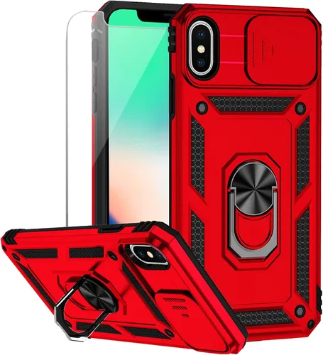Vista 13 de M MAIKEZI Funda para iPhone X/iPhone Xs con cubierta para lente de cámara, protector de pantalla HD, protección contra caídas de grado militar