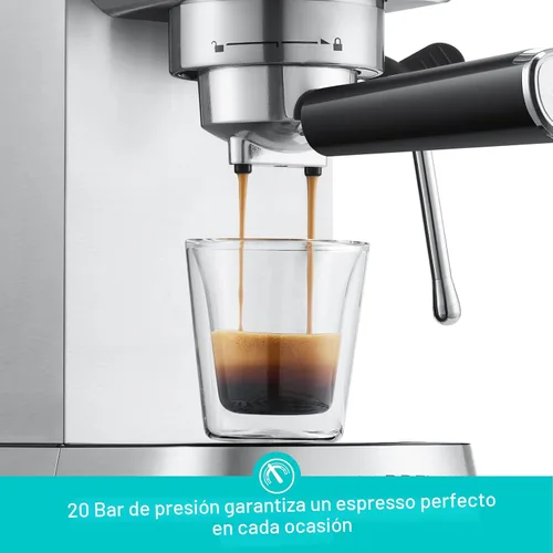 Vista 2 de Máquina de expreso de 20 bares, cafetera de café espresso profesional con varita espumadora de leche, máquina de café espresso compacta con aspecto
