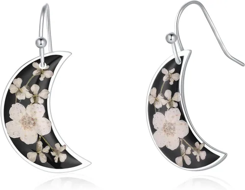 Vista 19 de Forget-Me-Not and Queen Anne's Lace Pressed Wildflower Earrings Pressed Flower Earrings Handmade Drop and Dangle Earrings Gift for Woman