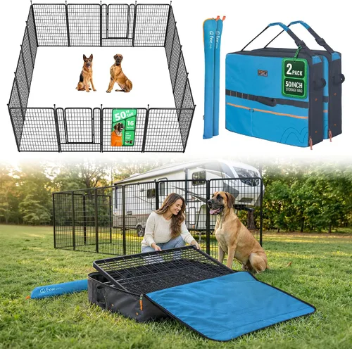 Vista 85 de FXW Rollick - Corralito para perros para patio, campamento con casa rodante, patentado, 24 pulgadas, 2 paneles Fácil instalación, resistente