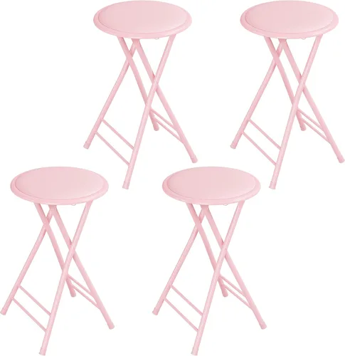 Vista 11 de Lavish Home Taburete plegable con asiento acolchado sin espalda, juego de 2