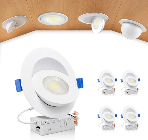 Vista 26 de zouzai Mini luz LED de cardán ajustable de 2 pulgadas, 5CCT seleccionable, rotación de 360° e inclinación de 90° para iluminación precisa Blanco