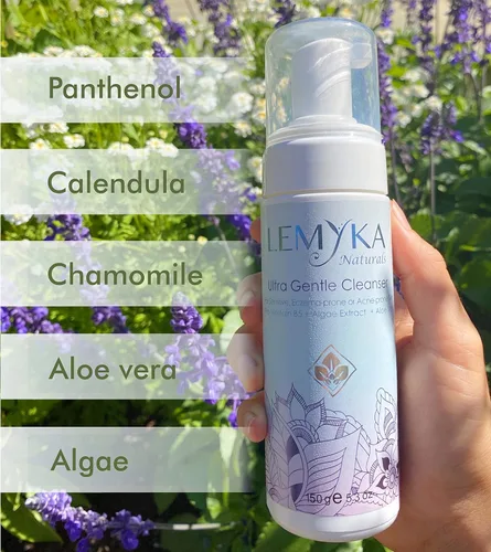 Vista 6 de Jabón facial espumoso: suave, hidratante para rosácea, propensa a eczema, acné, piel seca, piel sensible, limpiador facial natural, pH 5.5, sin