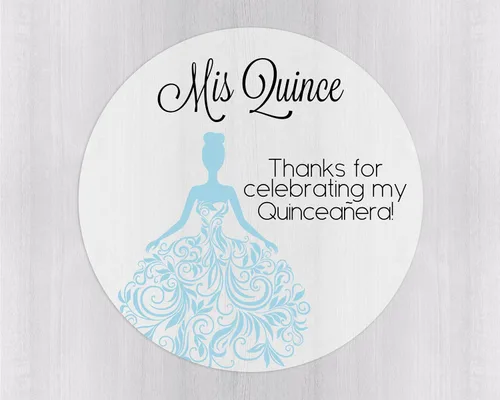 Vista 9 de Calcomanías de quinceañera de 40 quilates, membrillo Mis, español o inglés para cumpleaños número 15 (027-E-BK-C) (inglés - negro - transparente)