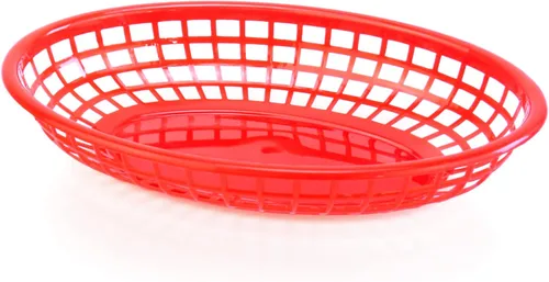 Vista 2 de New Star Foodservice 44164 Cestas de comida rápida, ovaladas de 9.25 x 6 pulgadas, juego de 12, color rojo
