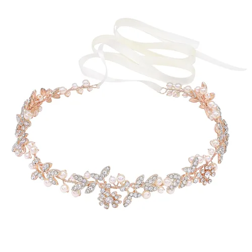 Vista 7 de Diademas nupciales de perlas de cristal, vides, estilo bohemio, tocados de boda para novia, accesorios para el cabello