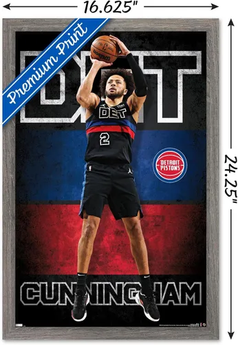 Vista 3 de Trends International NBA Detroit Pistons - Póster de pared de Cade Cunningham 23, 22.4 pulgadas de largo x 14.7 pulgadas, versión enmarcada