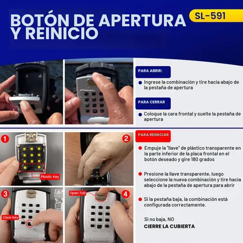 Vista 4 de KeyGuard Pro SL-591 - Caja de bloqueo con botón de golpe para vidrio del automóvil SL-591 con cubierta