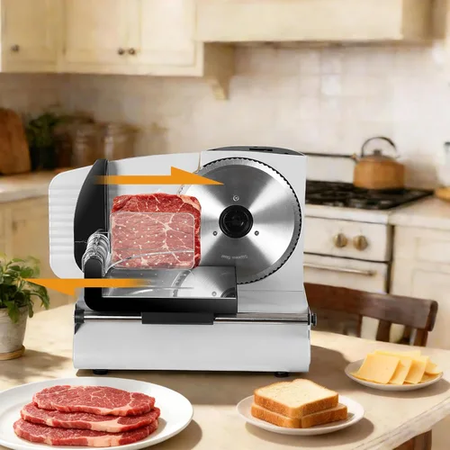 Vista 8 de SUPER DEAL Cortador Eléctrico Premium de Carne para Alimentos - Hoja de Acero Inoxidable de 7.5 Pulgadas para Cocina Hogar, Deli, Carne, Alimentos