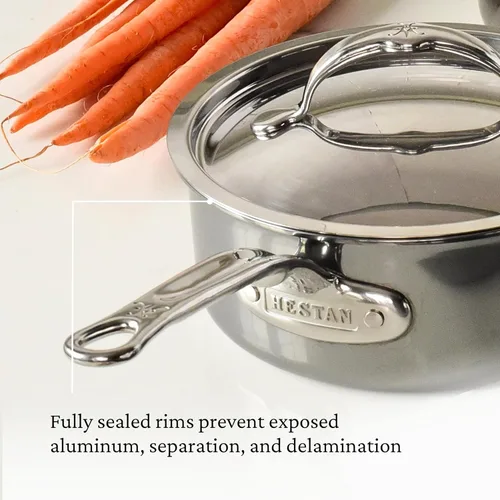 Vista 5 de Hestan NanoBond Molecular - Cacerola de titanio con tapa, 3 cuartos de galón, acero inoxidable sin PFAS, 4 veces más fuerte, apta para horno de 1050