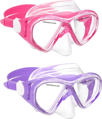 Vista 22 de ACQCES Gafas de natación para niños, máscara de buceo para niños y niñas de 5 a 15 años, gafas de natación antivaho de dos colores con cubierta