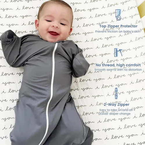 Vista 3 de ZIGJOY Shark-Fin - Manta de transición para recién nacido, 0.5 tog de rayón hecho de bambú, saco de dormir para bebé, manta con cremallera de 2