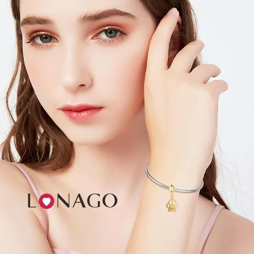 Vista 2 de LONAGO Abalorio de pata de perro para pulsera, pulsera con nombre personalizado, dije de pata de perro, regalo para mujeres y niñas