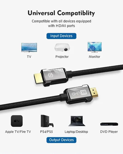 Vista 3 de Silkland Cable HDMI ARC para barra de sonido de 3.3 pies, [e ARC, HDCP 2.2, Ethernet] Cable HDMI de alta velocidad de 18 Gbps, cable HDMI trenzado