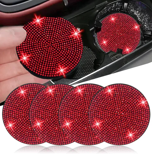 Vista 39 de NBTEPEM 2 posavasos de auto con diamantes de imitación, 2.75 pulgadas, antideslizantes, a prueba de golpes, universal, a la moda, para auto