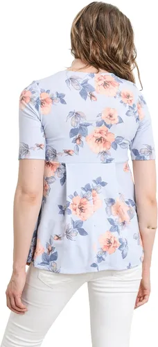 Vista 4 de Blusa de maternidad con peplum y pliegue frontal para que se note el embarazo