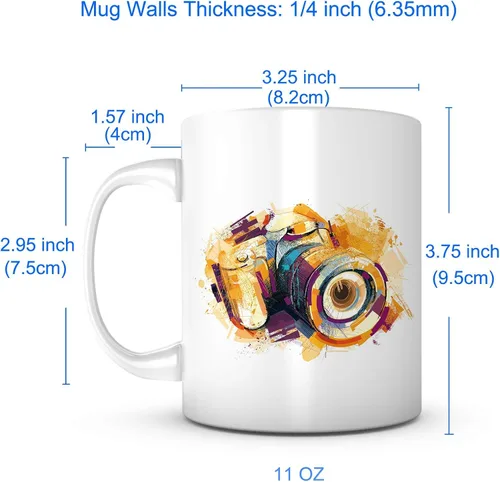 Vista 5 de Taza de cerámica blanca de 11 onzas, regalos únicos para hombres o mujeres, para él o ella, idea de regalo para fotógrafos, mamá, papá, niños, hijo