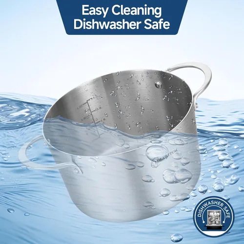 Vista 6 de LOLYKITCH Olla de Stock de Acero Inoxidable de Tres Capas de 3 QT con Tapa y Vaporera, Olla de Cocina por Inducción, Utensilios de Cocina al Vapor