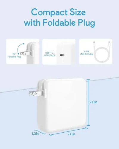 Vista 7 de Cargador Mac Book Pro, adaptador de corriente de cargador USB C de 70 W para MacBook Pro/Air de 13/14 pulgadas, para MacBook de 12 pulgadas, incluye