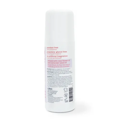 Vista 4 de Lafe's Desodorante natural Desodorante natural roll-on sin aluminio de 3 onzas Rosa y cilantro (paquete de 1)