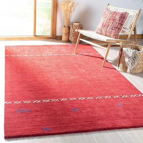 Vista 7 de SAFAVIEH Himalaya Collection - Alfombra de pasillo de 2 pies 3 pulgadas x 6 pies, color rojo, hecho a mano, lana tribal bohemia, ideal para zonas