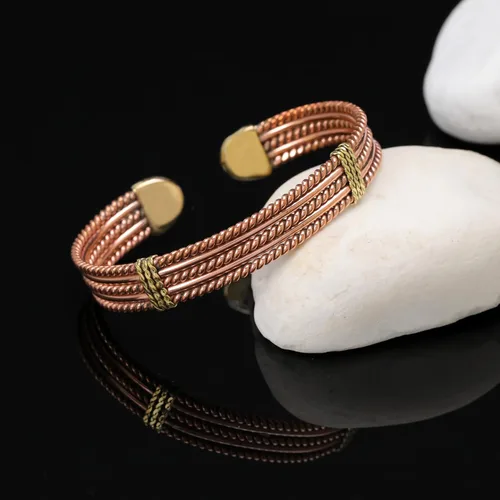 Vista 4 de Handmade Elegant Copper Bracelet for Women - Pure Copper Bracelet for Pain Relief and Stress Relief - Adjustable Entwisted Copper Bracelet to Fit