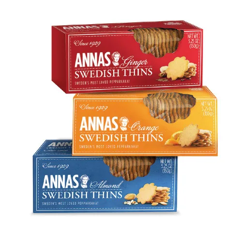 Vista 5 de Anna's Ginger Thins Paquete variado sueco original, naranja y almendra