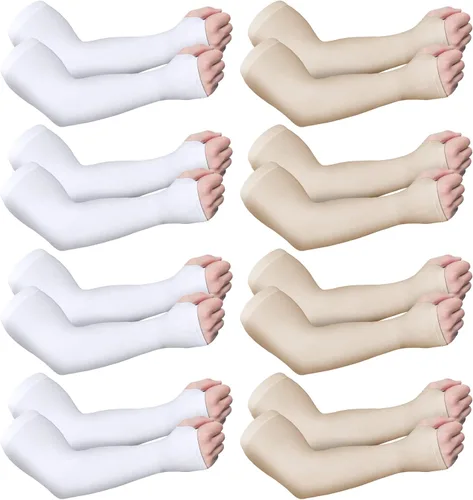 Vista 8 de Eurzom 8 pares de fundas protectoras de piel para ancianos, manga fina para el brazo, moretones contra abrasiones, desgarros, exposición al sol