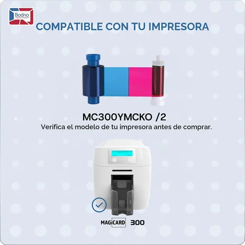 Vista 2 de Bodno Magicard 300 Impresora MC300YMCKO/2 Color Ribbon - YMCKO - Tarjeta de demostración de software de 300 impresiones