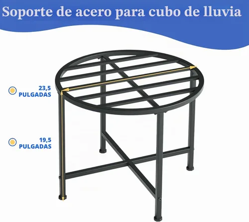 Vista 4 de Soporte para barril de lluvia de acero inoxidable resistente, soporta barriles de plástico de 45/50/55 galones, resistente a la intemperie al aire